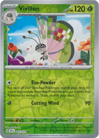 Vivillon – SV08: Surging Sparks (SSP) 007/191 / Uncommon Reverse Holo