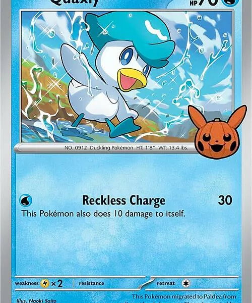 Quaxly - Paldea Evolved (PAL) 050/193 - Common (Trick or Trade Stamp)